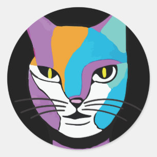 キャッカラフルトウーマンイラストレーション ラウンドシール