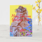 キャッカラフルトキルトメリークリスマスプッスカード カード (黄色い花)