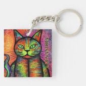 キャッカラフルト名前をカスタムする キーホルダー (裏面)