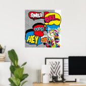 キャッカラフルト漫画ホープのアイコポップ・アートのニック ポスター (ホームオフィス)