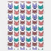 キャッカラフルト顔レトロドードルズフリースブランケット フリースブランケット (正面)