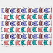 キャッカラフルト顔レトロドードルズフリースブランケット フリースブランケット (正面(横))