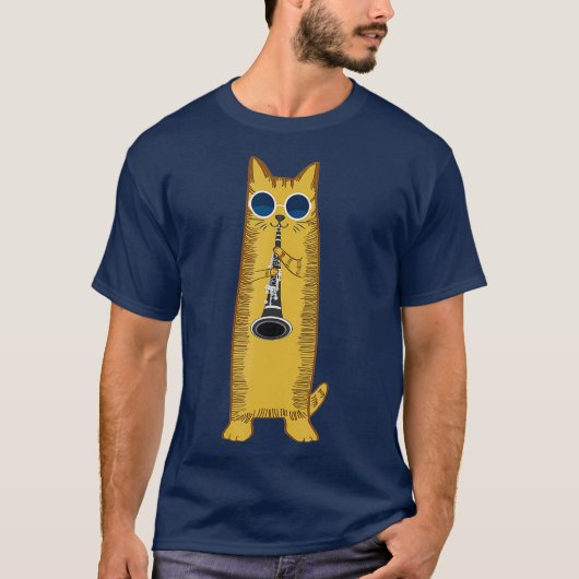 キャックールトザク遊ラリネットデザインヒッピー子猫 Tシャツ (正面)