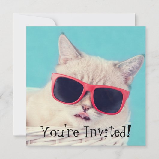 キャックールトパーティー招待状アクアブルー 招待状 (正面)