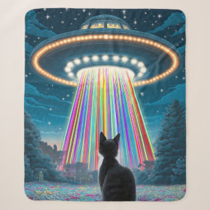 キャッサイケデリックトとUFO おもしろいエイリアン誘拐芸術 シェルパブランケット