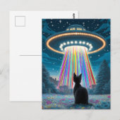 キャッサイケデリックトとUFO | おもしろいエイリアン誘拐芸術 ポストカード (正面/裏面)
