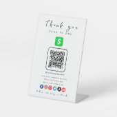 キャッシュアプリQRコードありがとうお支払い白 台座サイン (正面)