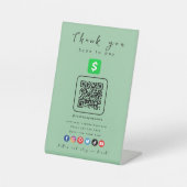 キャッシュアプリQRコードありがとうスキャンしてミントグリーンを支払う 台座サイン (正面)