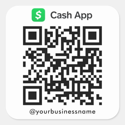 キャッシュアプリQRコード支払スキャンから支払い白 スクエアシール (正面)