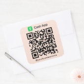 キャッシュアプリQRコード支払スキャンを支払うソフト桃 スクエアシール (封筒)