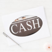 キャッシュトウトラックビンテージ車のサイン 楕円形シール (封筒)