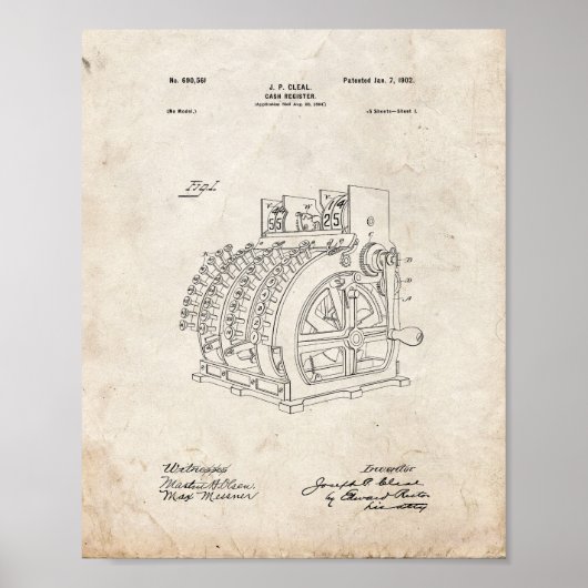 キャッシュレジスター特許 – 古い外観 ポスター (正面)