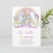 キャッスルアンダーレインボーユニコーン誕生日招待状 招待状 (スタンド正面)