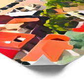 キャッスルイタリアンコースタルタウンピーチアートプリント ポスター (角)