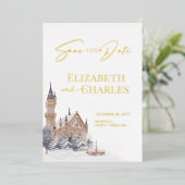 キャッスルイングリッシュマナーオールドチャーチデートを保存 箔招待状 (立ち正面)