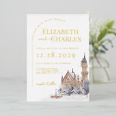 キャッスルイングリッシュマナーオールドチャーチ結婚ェルズ 箔招待状 (立ち正面)