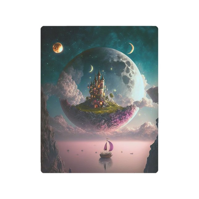 キャッスルインザムーンファンタジーアートメタルプリント メタルプリント (正面)