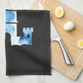 キャッスルウォーターカラーアートキッチンタオル キッチンタオル (四つ折り)