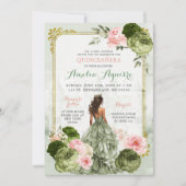 キャッスルエレガント赤面ピンクセージグリーン15アニョス 招待状 (正面)
