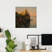 キャッスルオンアクリフ – パステル絵を描ズスタイルシースケープ ポスター (ホームオフィス)