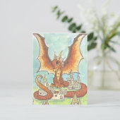 キャッスルガードかわいい漫画ドラゴンファンタジーアート ポストカード (スタンド正面)