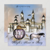 キャッスルクラウドプリンセスフェアユタリースウィート16パーティー 招待状 (正面/裏面)