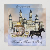 キャッスルクラウドプリンセスフェアユタリースウィート16パーティー 招待状 (正面/裏面)