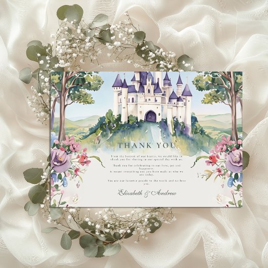 キャッスルコアの童話の庭の結婚式 サンキューカード