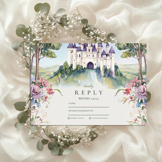 キャッスルコアの童話の庭の結婚式 出欠カード