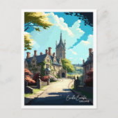 キャッスルコムベイングランドヴィンテージトラベルイラストレーション ポストカード (正面)