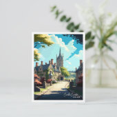 キャッスルコムベイングランドヴィンテージトラベルイラストレーション ポストカード (スタンド正面)