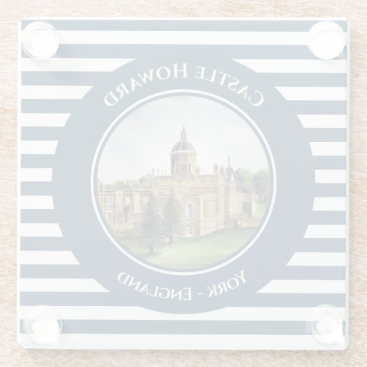 キャッスルハワードヨークイングランドウォーター絵画カラー ガラスコースター (裏面)