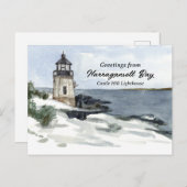 キャッスルヒルライトハウスナラガンセットベイニューポートRI ポストカード (正面/裏面)