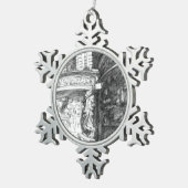 キャッスルペンシラートモノクロブラック&ホワイト スノーフレークピューターオーナメント (右)