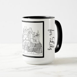 キャッスルモダンブラックアンドホワイトリンガー15oz マグカップ