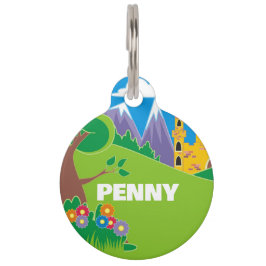 キャッスルラウンドペットタグ付マウンテンシーン ペット　ネームタグ