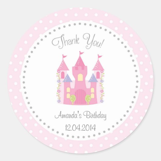 キャッスルリトルプリンセス誕生日シール ラウンドシール (正面)