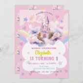 キャッスルレインボーハートスターズ誕生日 招待状 (正面/裏面)