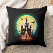 キャッスル幽霊のよく出るハッピーハローウィン不気味 クッション (ブランケット)