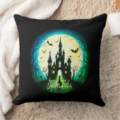 キャッスル幽霊のよく出るハッピーハローウィン不気味 クッション (ブランケット)