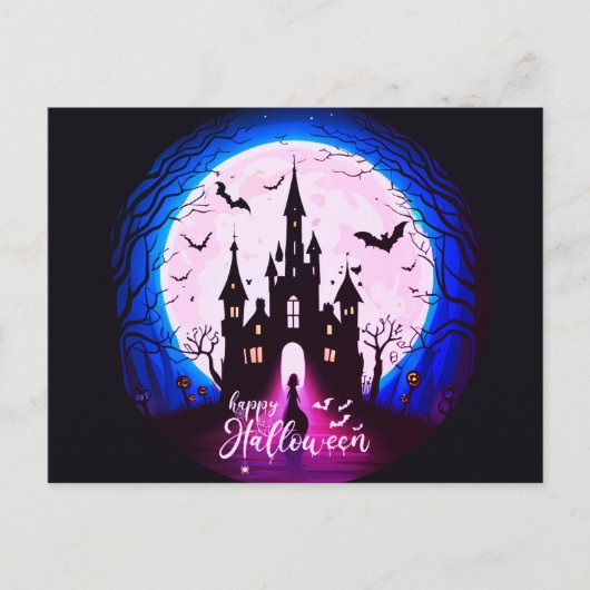 キャッスル幽霊のよく出るハッピーハローウィン不気味 シーズンポストカード (正面)