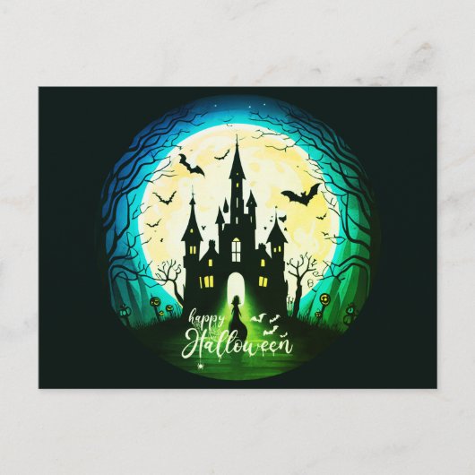キャッスル幽霊のよく出るハッピーハローウィン不気味 シーズンポストカード (正面)