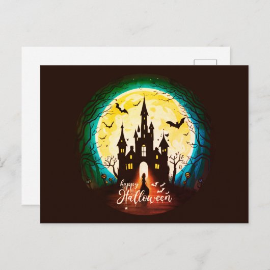 キャッスル幽霊のよく出るハッピーハローウィン不気味 ポストカード (正面/裏面)