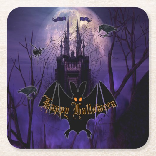 キャッスル幽霊のよく出るハロウィーン スクエアペーパーコースター (正面)