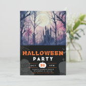 キャッスル幽霊のよく出るフルムーンピンクスカイブラックハロウィーン 招待状 (スタンド正面)