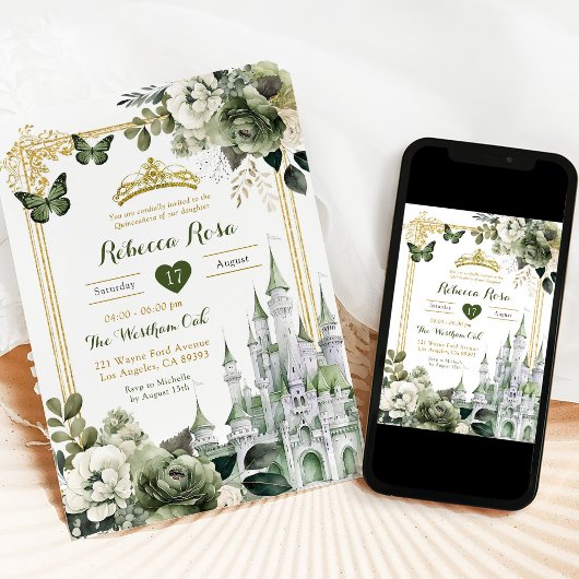 キャッスル王室のクラウンセージグリーンキンセ王室のーニラ 招待状