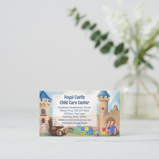 キャッスル王室のデイサービスベビーシッター託児 名刺 (スタンド正面)