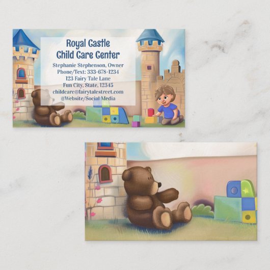 キャッスル王室のデイサービスベビーシッター託児 名刺 (正面/裏面)