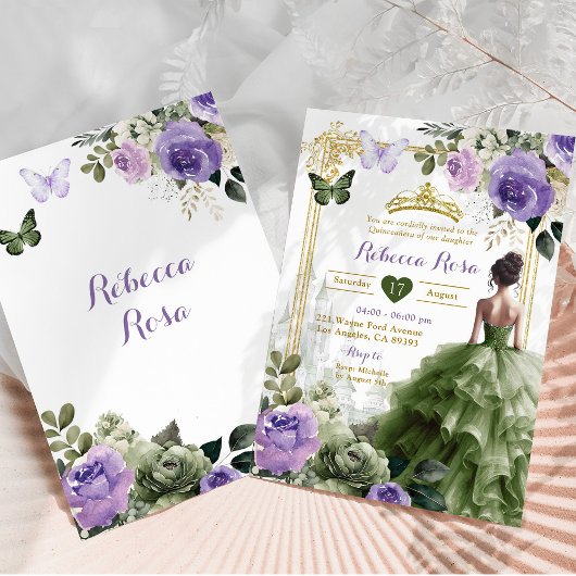 キャッスル王室のパープルセージグリーンプリンセス15アニョス 招待状