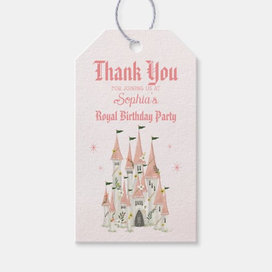 キャッスル王室のピンク誕生日メッセージカード ギフトタグ (正面)